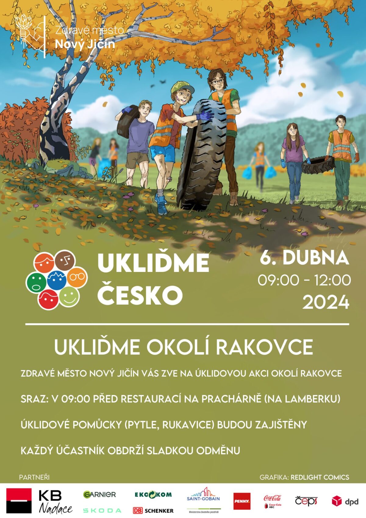 Plakát Ukliďme Česko, datum akce, místo a čas akce.